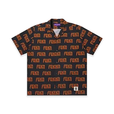 BlackEyePatch Fuk’N Patterned Open Collared S/S Shirt "Black"