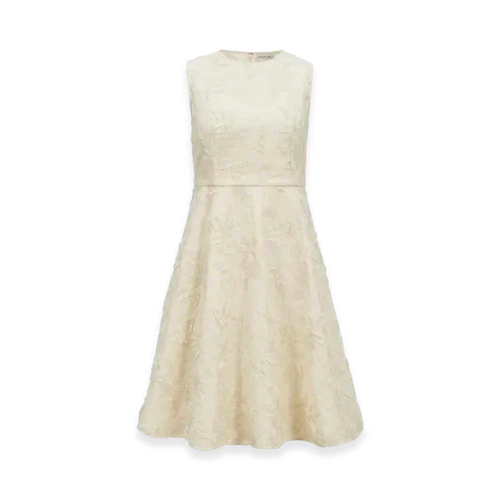 MONCLER Textured Floral Gabardine Dress "White"