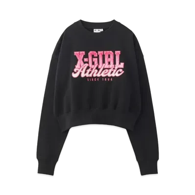 X-Girl Faux Fur Logo Compact Sweat Top "Black"