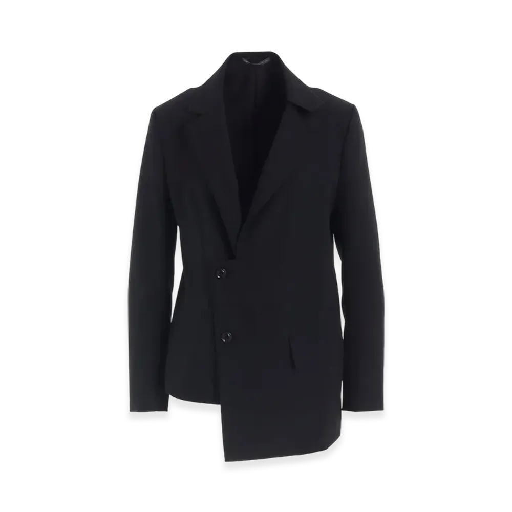 Y's Wool Gabardine Asymmetric Jacket "Black"