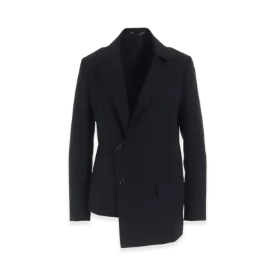 Y's Wool Gabardine Asymmetric Jacket "Black"