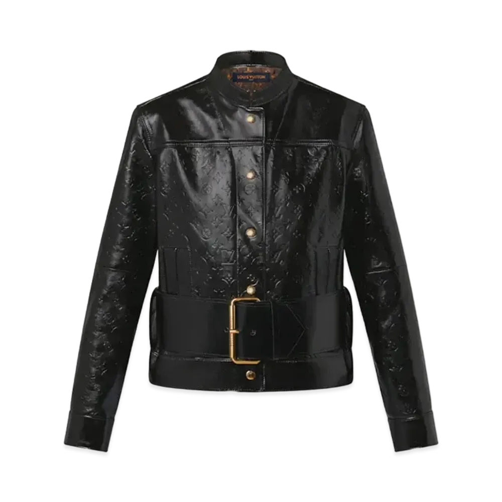 Louis Vuitton Oversized Belt Embossed Monogram Leather Jacket "Noir"