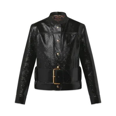 Louis Vuitton Oversized Belt Embossed Monogram Leather Jacket "Noir"