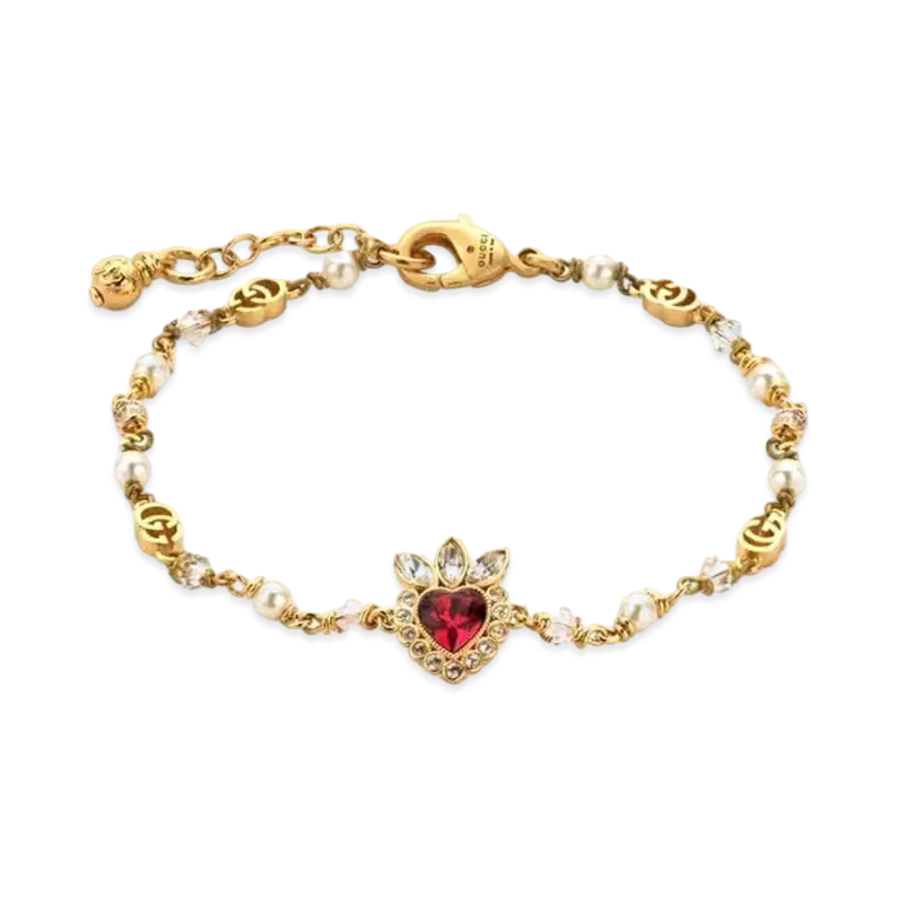 GUCCI Crystal Heart Bracelet