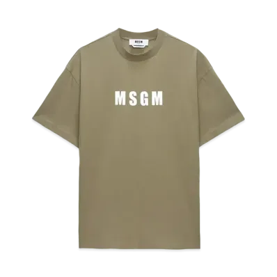 MSGM Military Green Jersey T-Shirt With Impact Logo "Military Green"