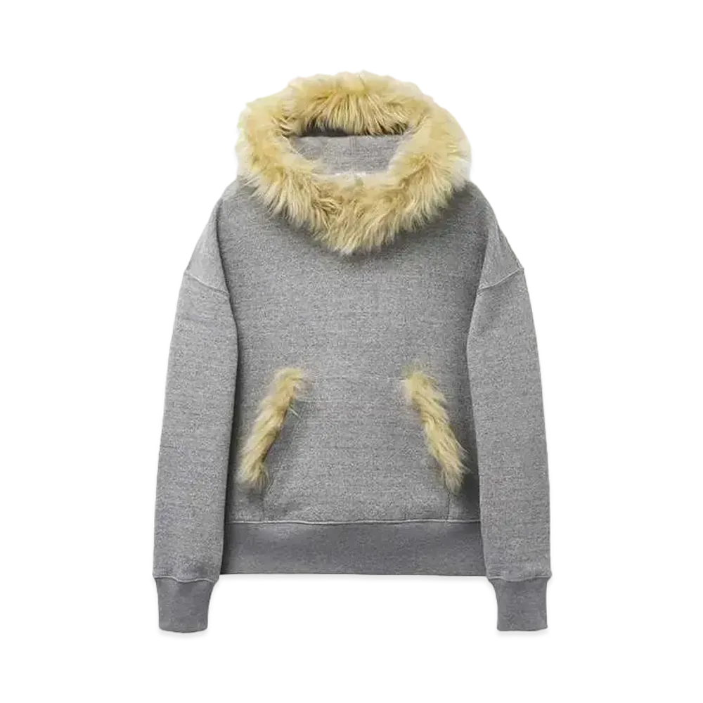 Alexander McQUEEN Fur Detail Hooded Sweatshirt "Gray"