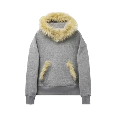 Alexander McQUEEN Fur Detail Hooded Sweatshirt "Gray"