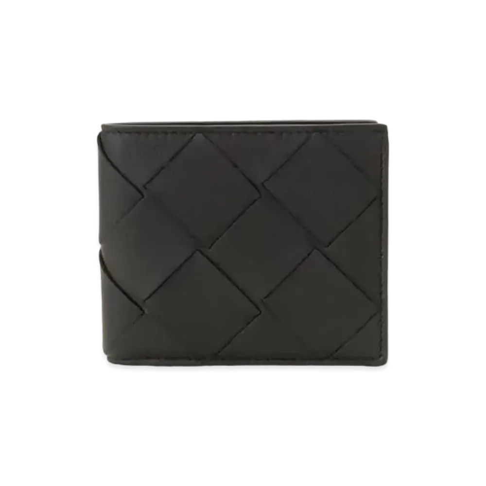 Bottega Veneta Intrecciato Lambskin Bi-fold Wallet "Black"