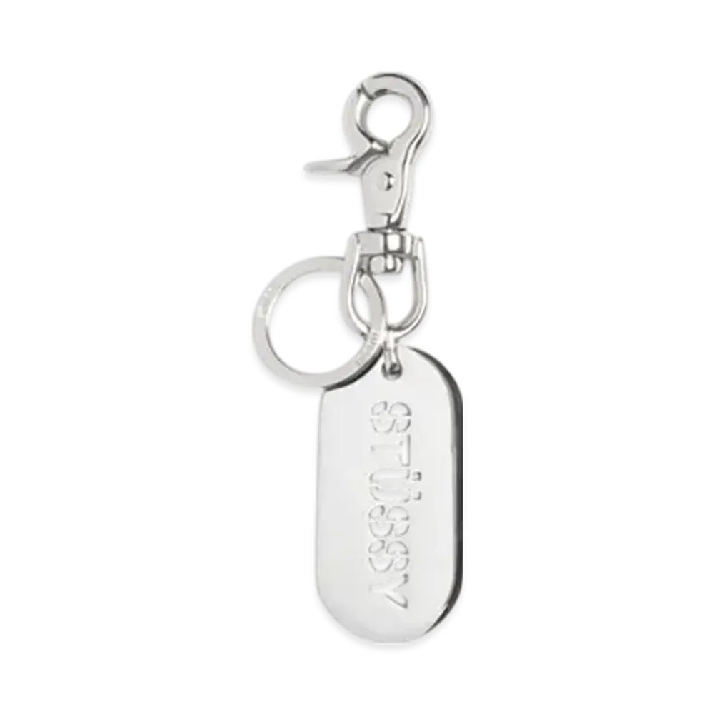 Stussy Metal Tag Keychain "Silver"