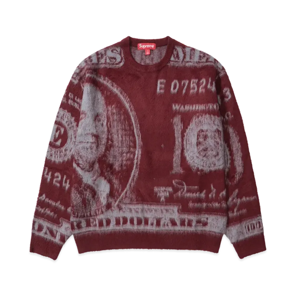 Supreme Money Sweater "Burgundy"