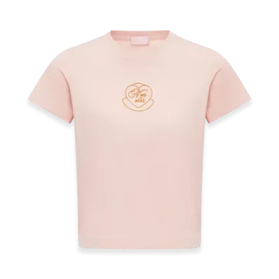 MONCLER Embroidered Heart Logo Cotton T-Shirt "Pink"