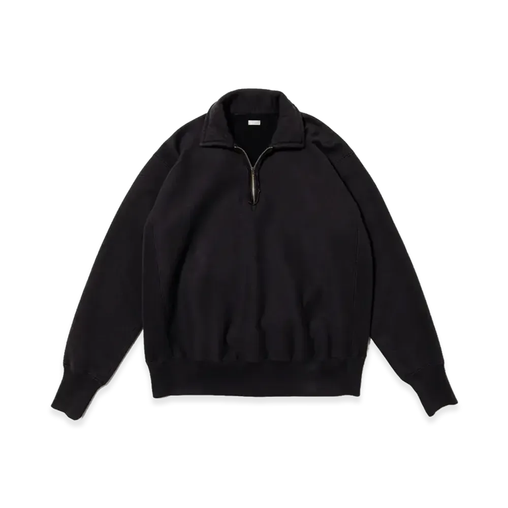 A.PRESSE Vintage Half Zip Sweatshirt "Black"