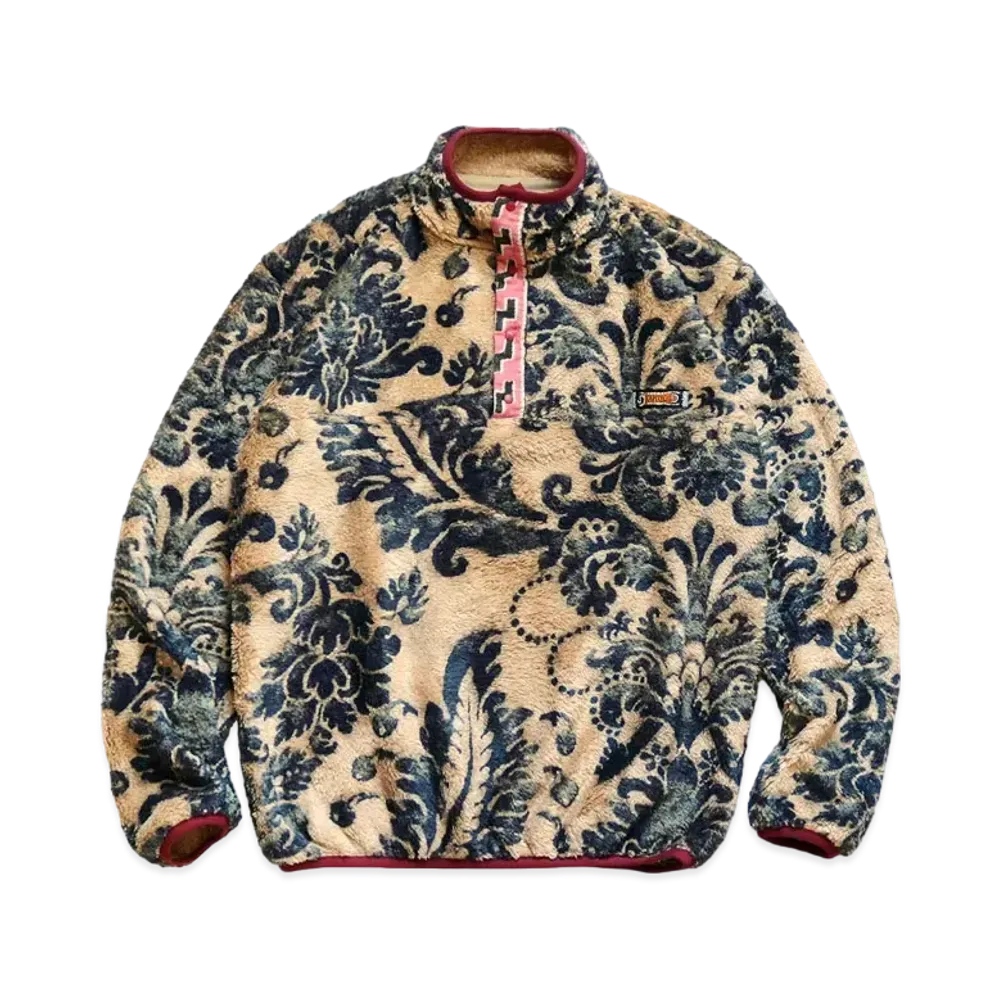 KAPITAL DAMASK PATTERN FLEECE SNAP T (VIRGIN MARIA) "Beige"