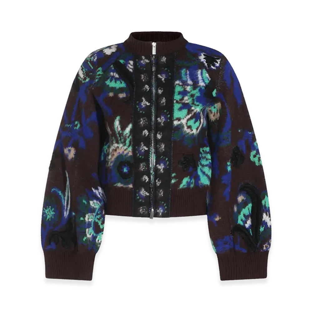 sacai Women's Floral Jacquard Blouson "Brown"