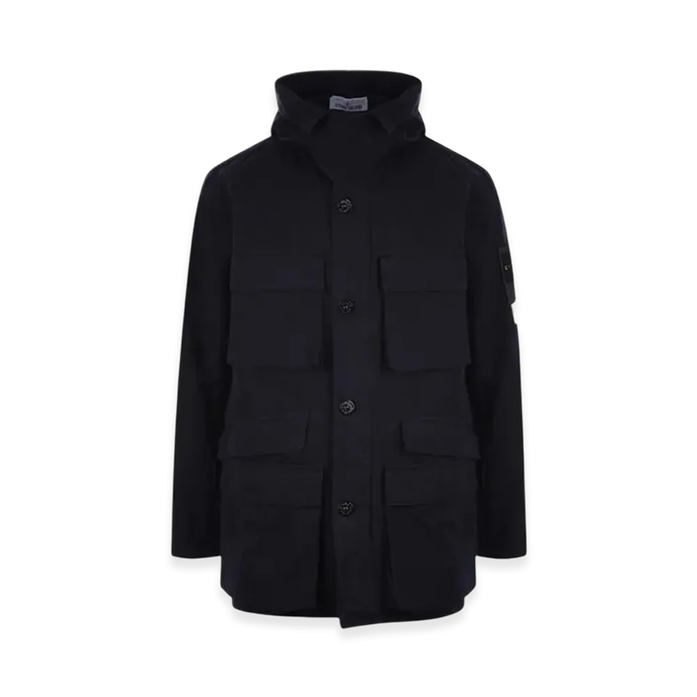 Stone Island 42306 Tela Cotone Lino Fiammato TC Garment Dyed Field Jacket - 22SS "Navy Blue"