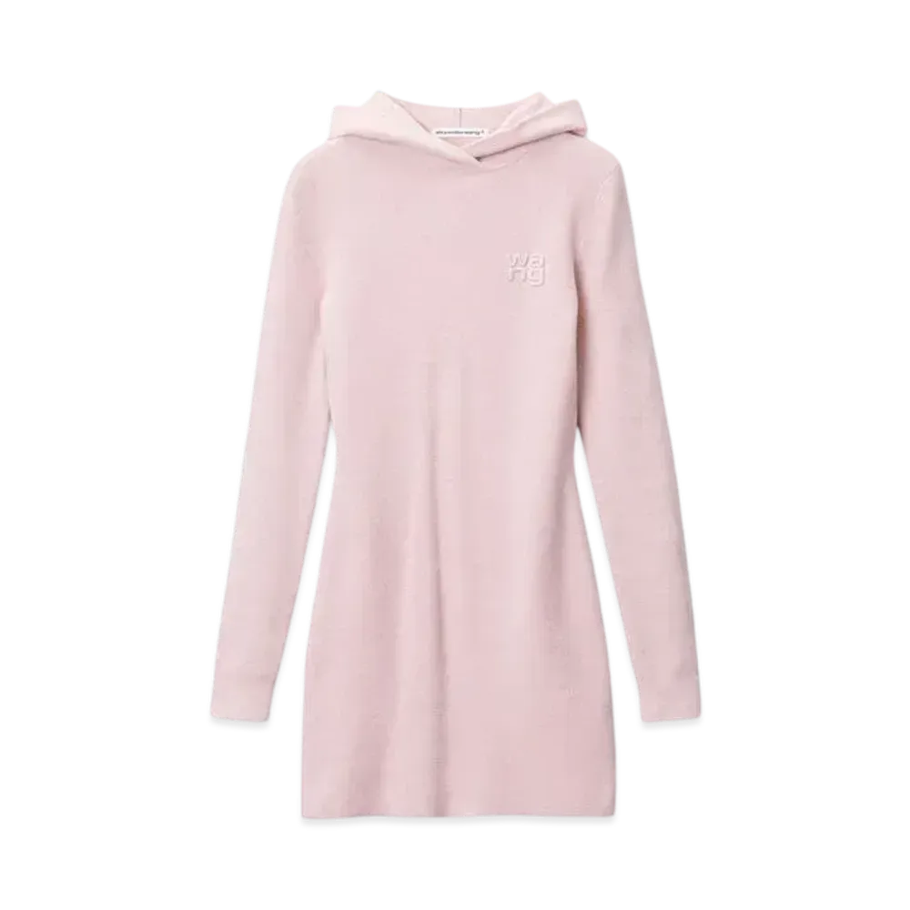 Alexander Wang Logo Embossed Hoodie Mini Dress "Light Pink"