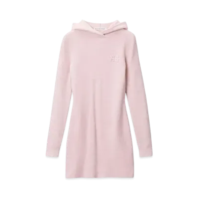 Alexander Wang Logo Embossed Hoodie Mini Dress "Light Pink"