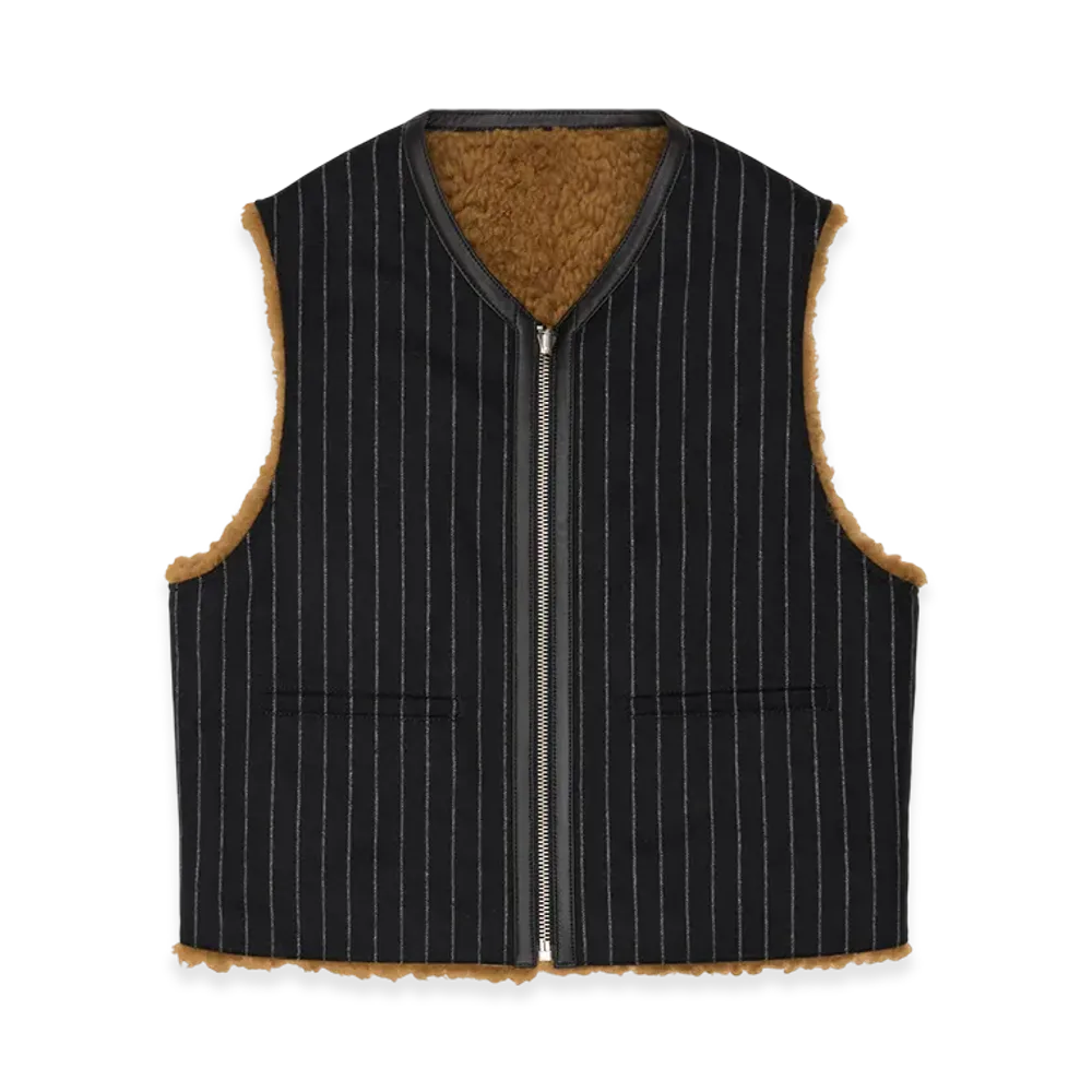 DENIM TEARS Pinstripe Shearling Vest "Multi"