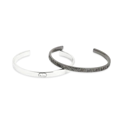 Dior Oblique Bangle Set Ruthenium Finish Brass "Silver"