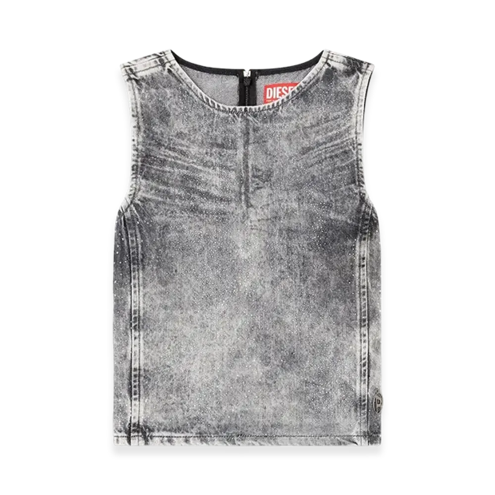 Diesel De-Pinar-S Sleeveless Top In Crystal Denim "Dark Gray"