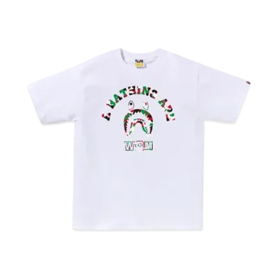 A BATHING APE Bape Store Dubai Shark College Tee "White"