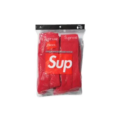 Supreme x Hanes Crew Socks (4 Pack) "Red"