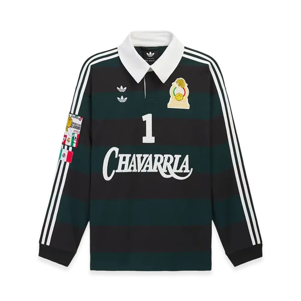 adidas x Willy Chavarria Long Sleeve Rugby Shirt "Black/Aurora Ivy"