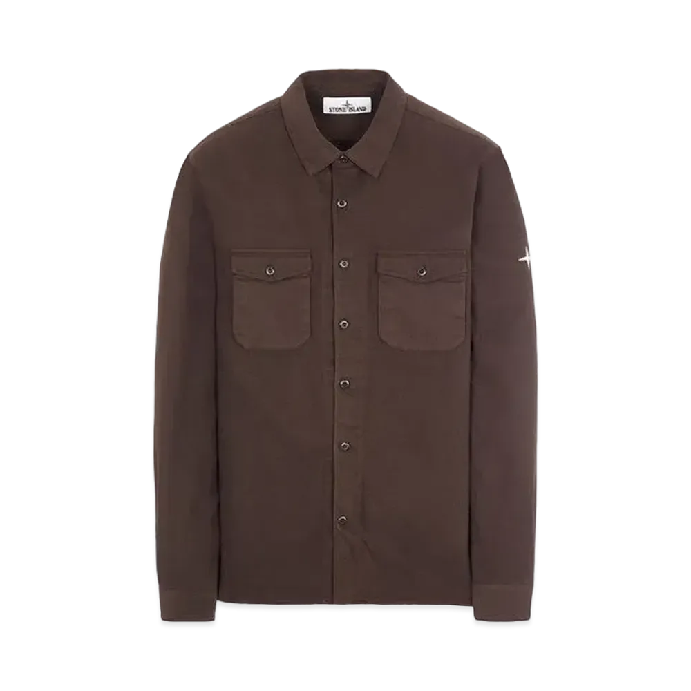 Stone Island 12004 TEXTURED BRUSHED RECYCLED COTTON_REGULAR FIT "Dark Brown"