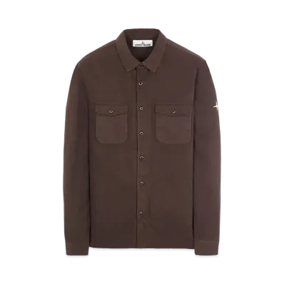 Stone Island 12004 TEXTURED BRUSHED RECYCLED COTTON_REGULAR FIT "Dark Brown"