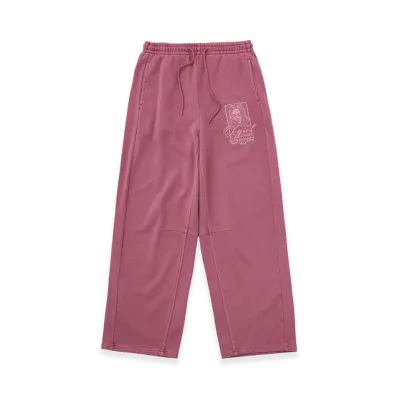 X-Girl Women's Pigment Dyed Face And Logo Square Patch Sweatpants "Pink"