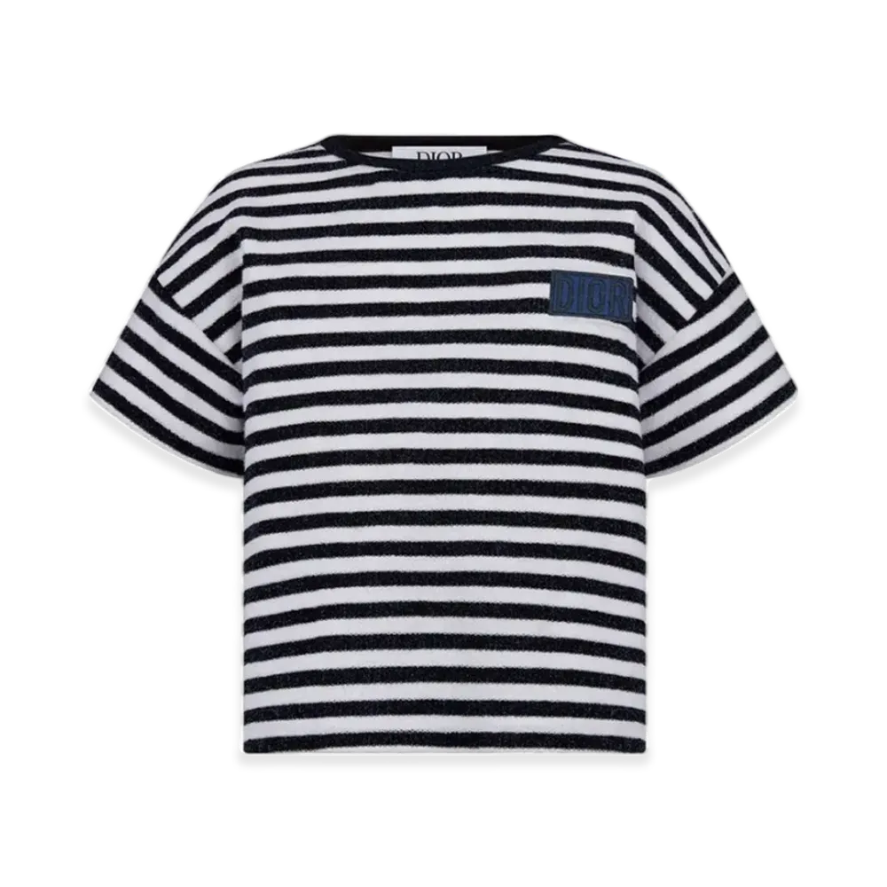 Dior Kids Metallic Stripe Short Sleeved T-Shirt "Navy"