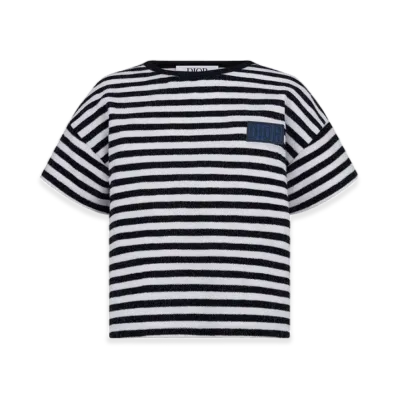 Dior Kids Metallic Stripe Short Sleeved T-Shirt "Navy"