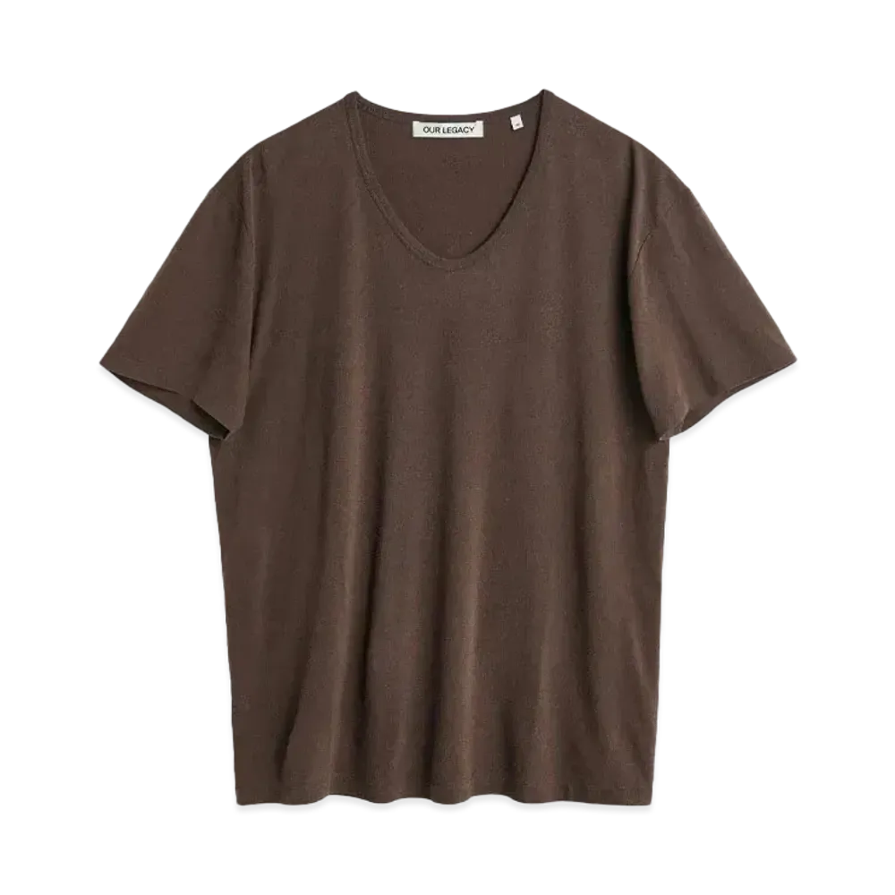 OUR LEGACY U-Neck T-Shirt Cotton Silk "Washed Charcoal"