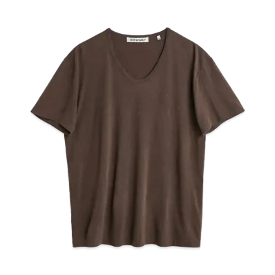 OUR LEGACY U-Neck T-Shirt Cotton Silk "Washed Charcoal"