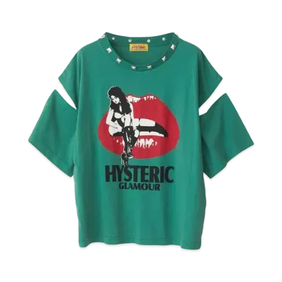 HYSTERIC GLAMOUR Hysteric Lips Girl Sitting Oversized T-Shirt "Green"