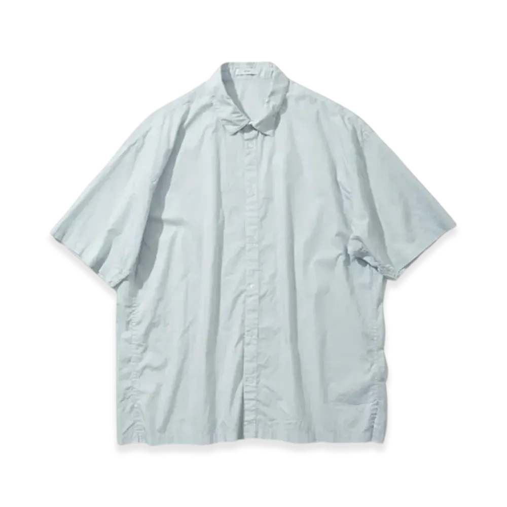 ATON Cotton Lawn Oversized Short Sleeve Shirt "Ice Blue"
