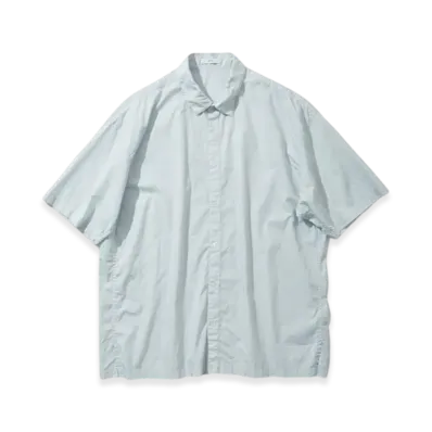 ATON Cotton Lawn Oversized Short Sleeve Shirt "Ice Blue"