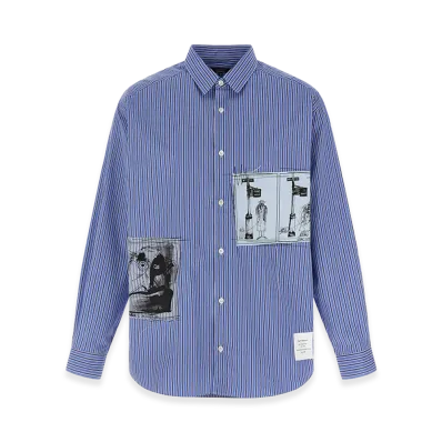 COMME des GARCONS HOMME Patch Striped Shirt "Blue"