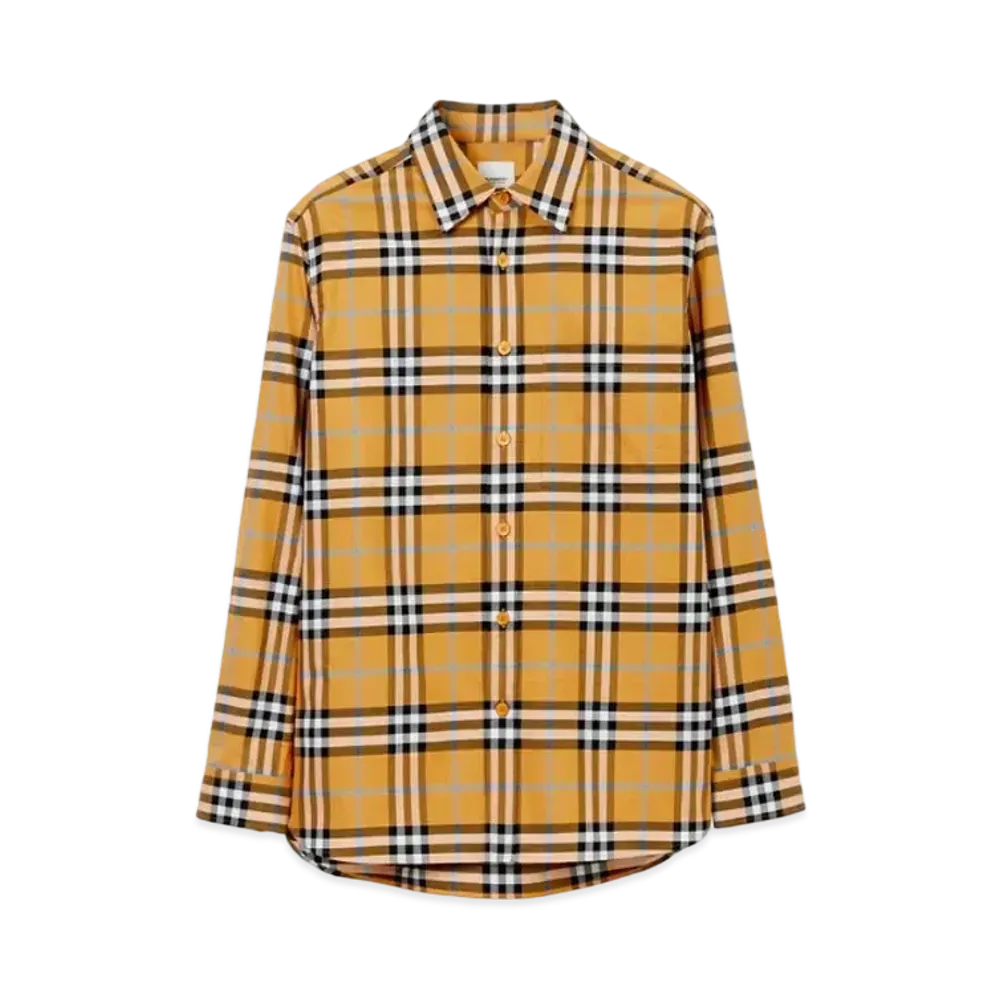 Burberry Men's Check Cotton Shirt "Dusty Orange"