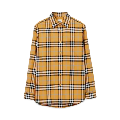 Burberry Men's Check Cotton Shirt "Dusty Orange"