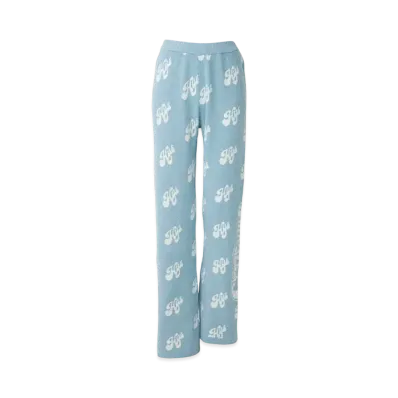 HYSTERIC GLAMOUR Swash Monogram Pattern Jacquard Flare Pants "Blue"