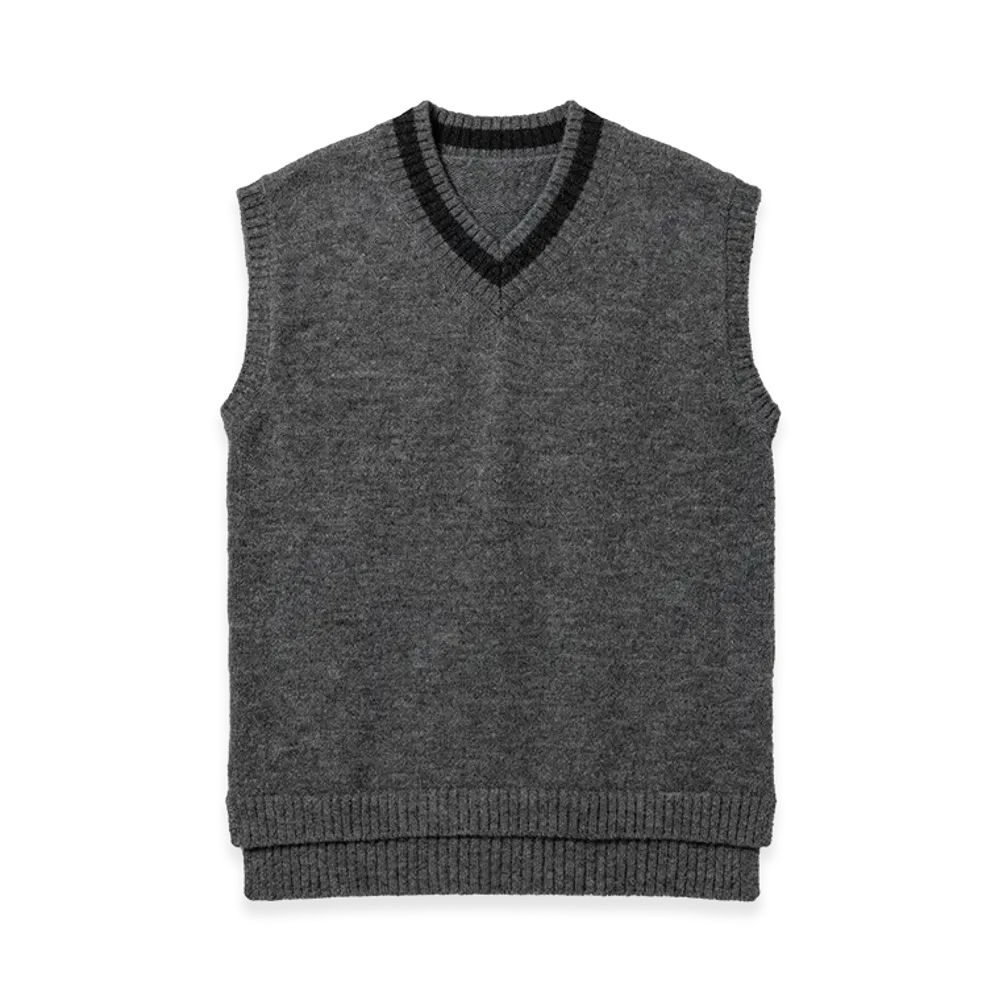 Name. Fake Rayered Tilden Knit Vest "Grey"