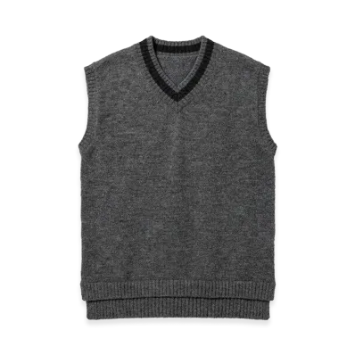 Name. Fake Rayered Tilden Knit Vest "Grey"