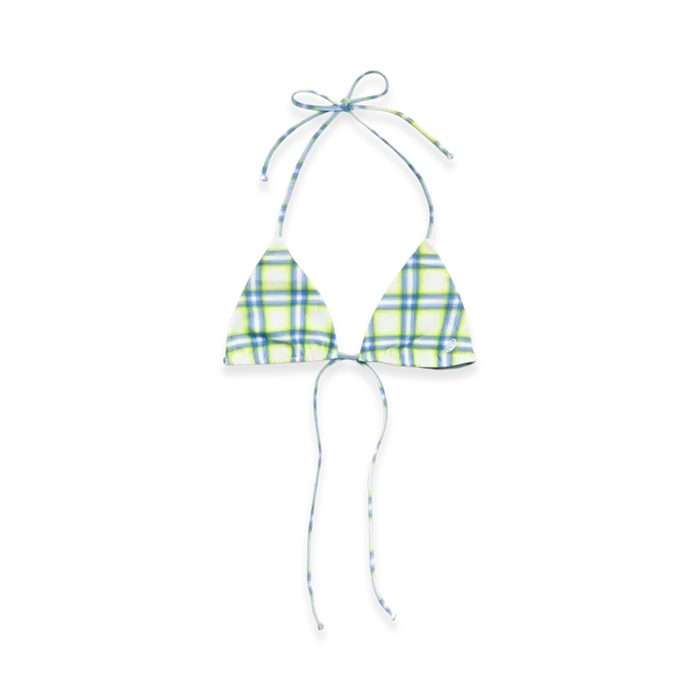Stussy Women's Triangle Bikini Top "Green Plaid"