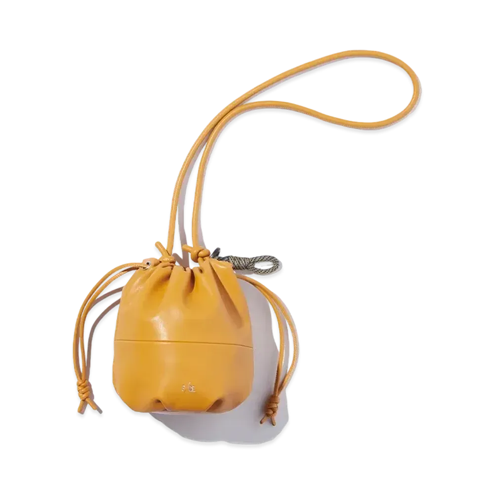 F/CE. Tech Leather Drawstring Pochette "Mustard"