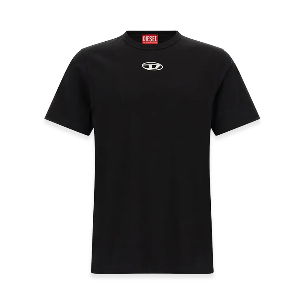 Diesel T-Shirt With Embroidered Oval Logo "Black/White"