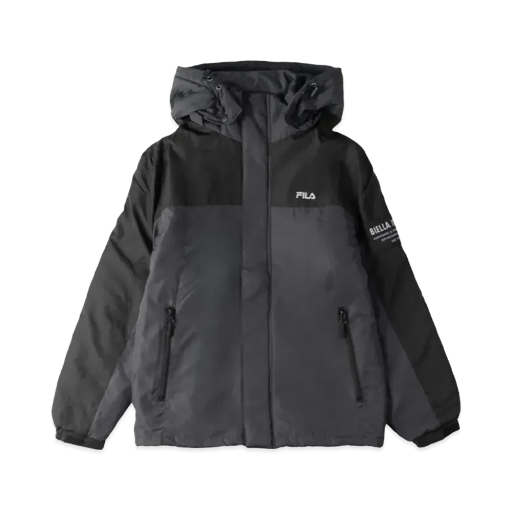 FILA One-Point Logo Embroidery Color Scheme Switching Aluminum Coating Filling Eco Down Jacket Outerwear "Gray"