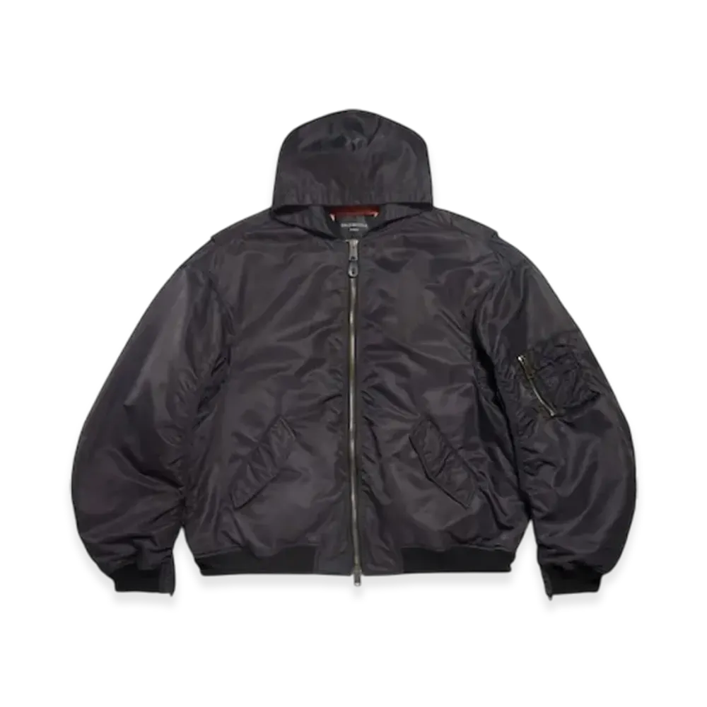 BALENCIAGA Tape Type Light Hooded Bomber "Black"