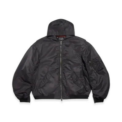 BALENCIAGA Tape Type Light Hooded Bomber "Black"