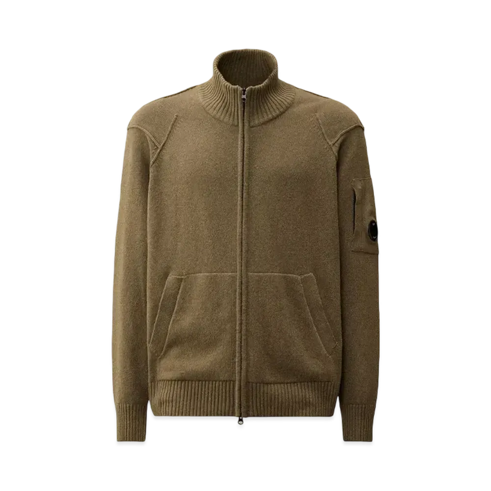 C.P. Company Lambswool GRS Zipped Cardigan "Walnut"